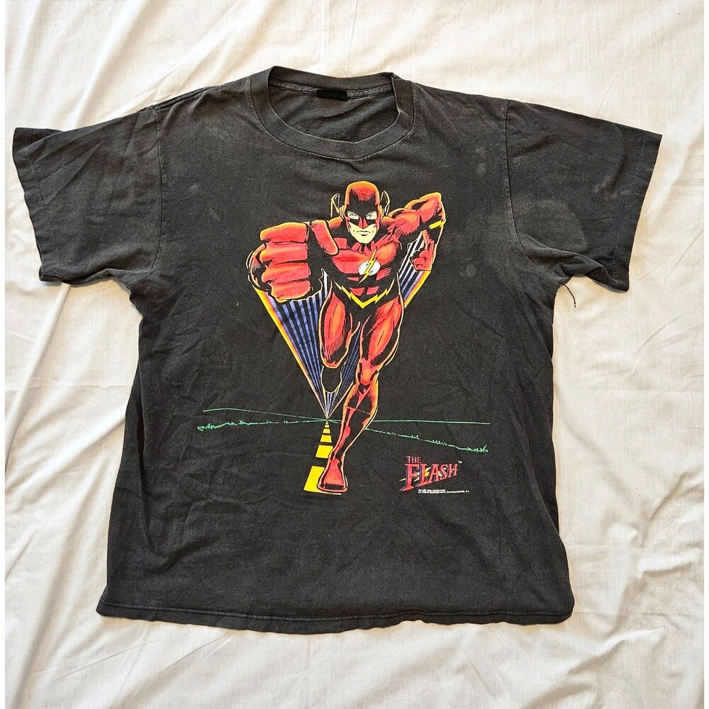 Vintage 1990 The Flash DC Comics T Shirt Touch Of Gold Single Stitch USA XL